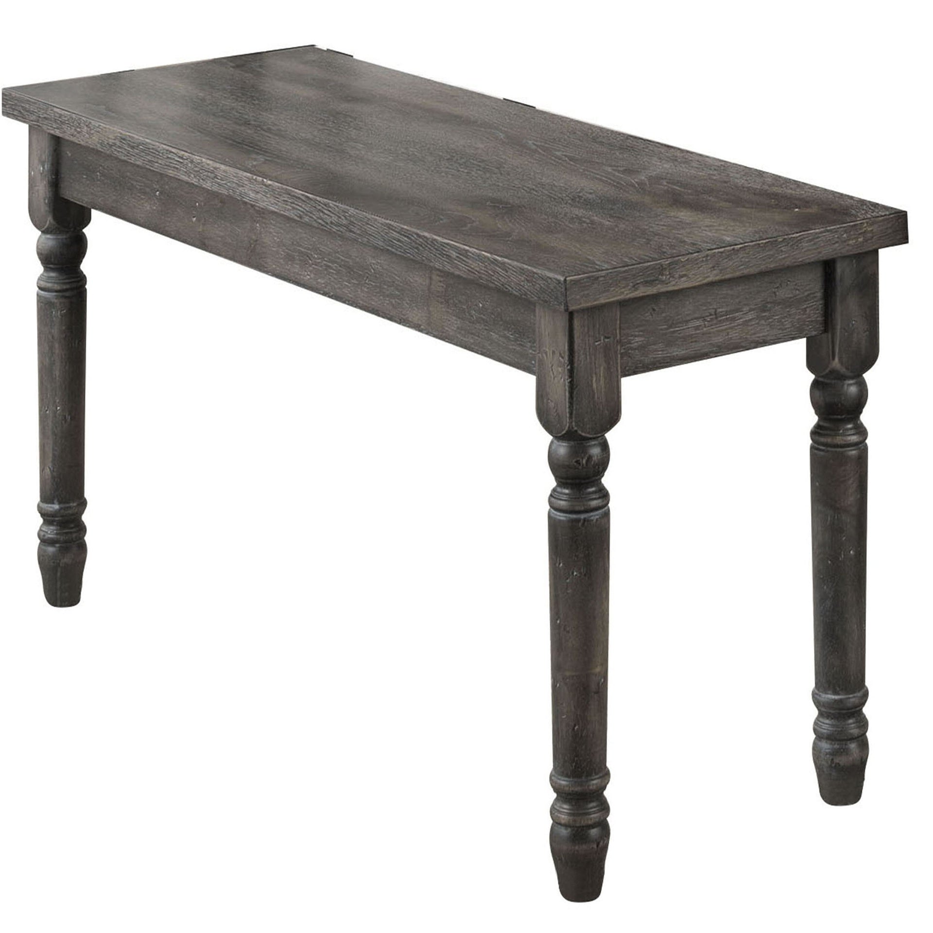 Weathered Grey Dining Bench with Turned Legs