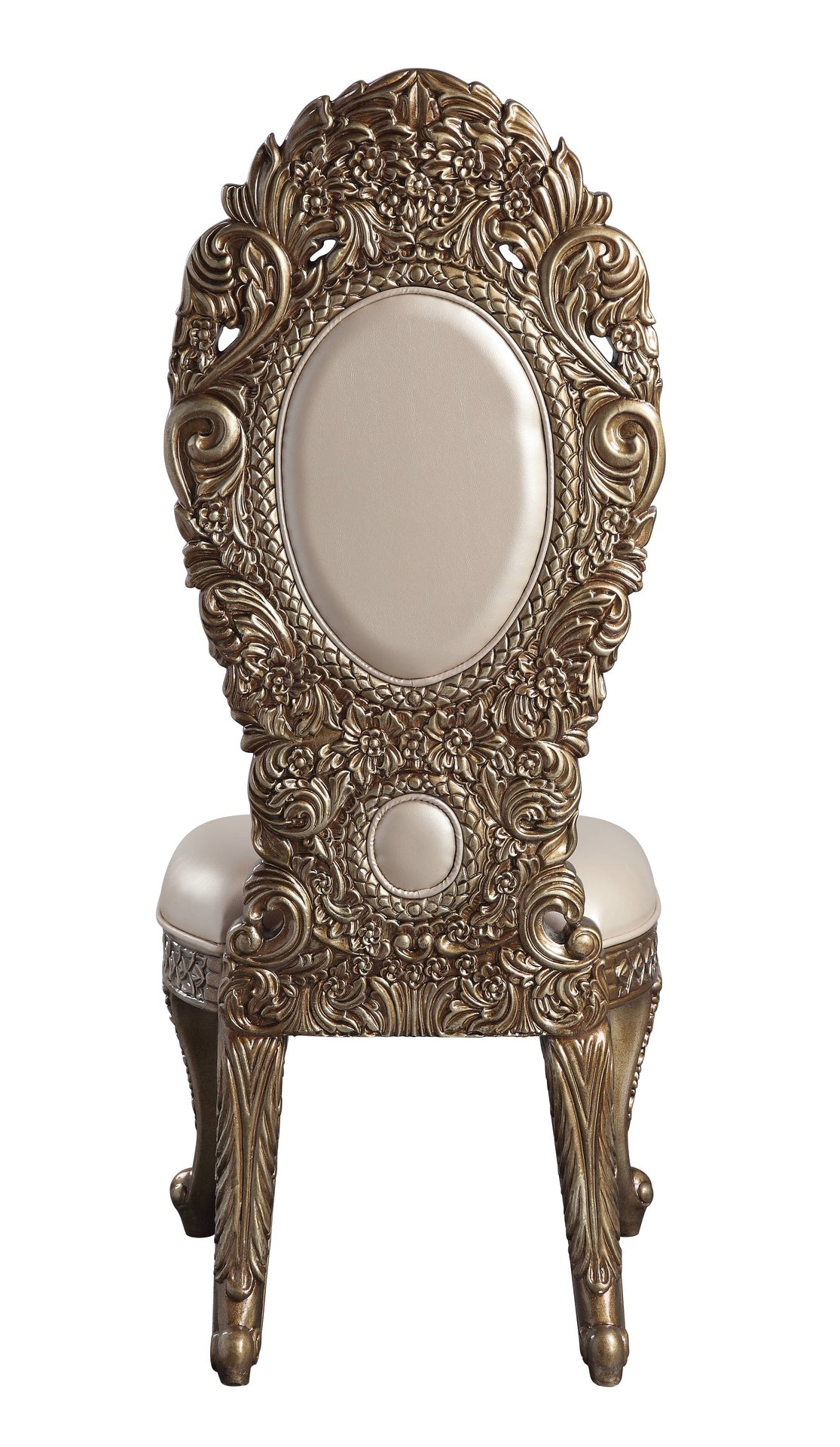 Ivory and Gold Side Chair with Tufted Back (Set of 2)