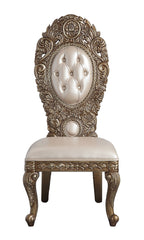 Ivory and Gold Side Chair with Tufted Back (Set of 2)