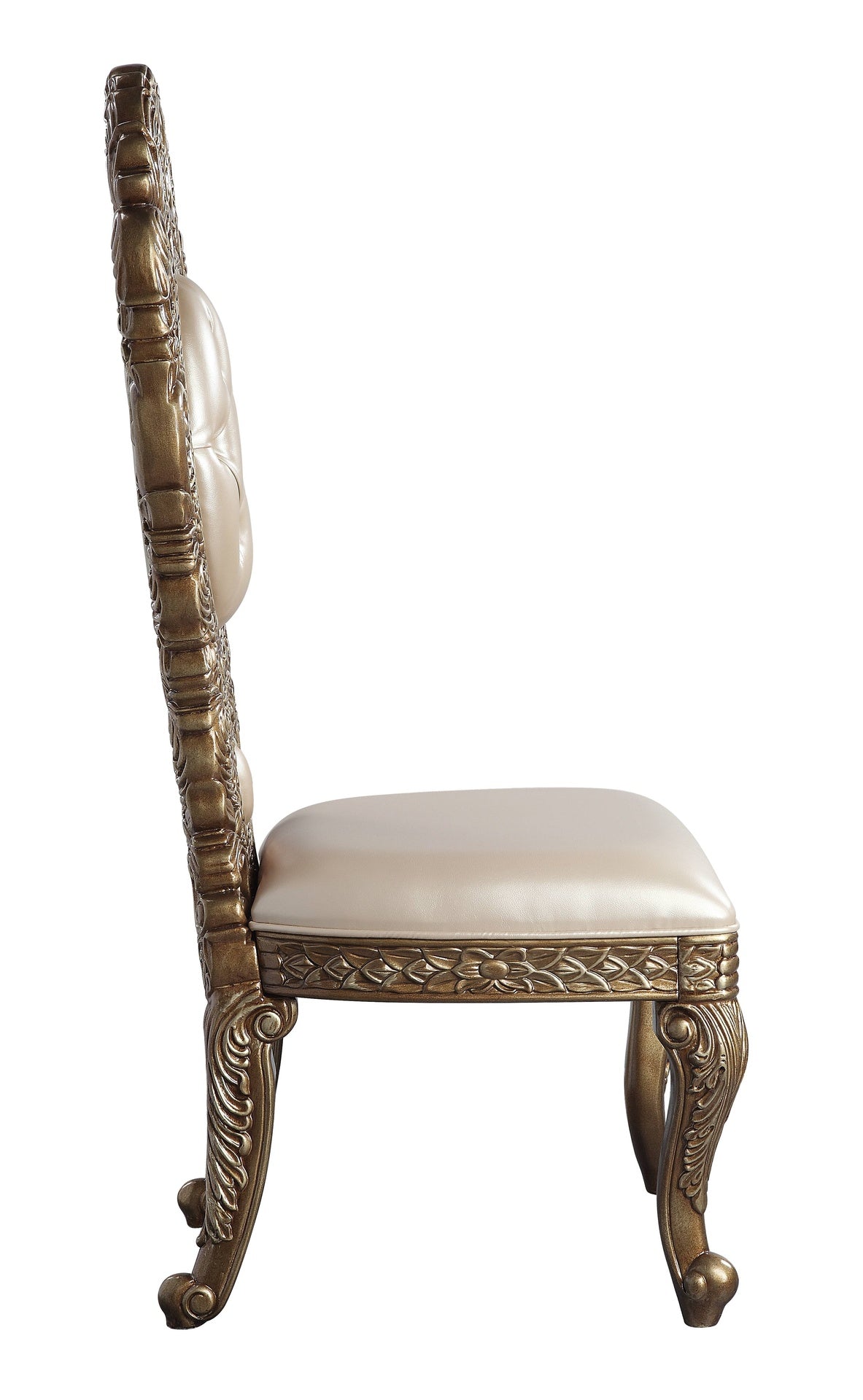 Ivory and Gold Side Chair with Tufted Back (Set of 2)