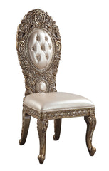 Ivory and Gold Side Chair with Tufted Back (Set of 2)