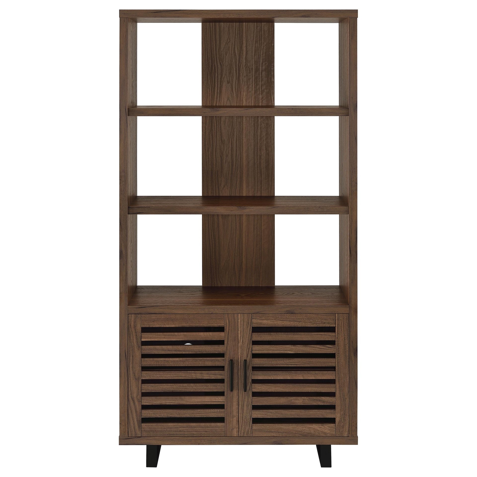 Rodger Walnut 3-shelf Cabinet Bookcase
