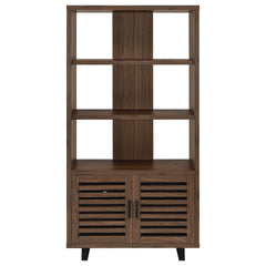 Rodger Walnut 3-shelf Cabinet Bookcase
