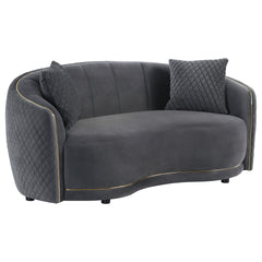 Lorraine Dark Grey Upholstered Curved Loveseat