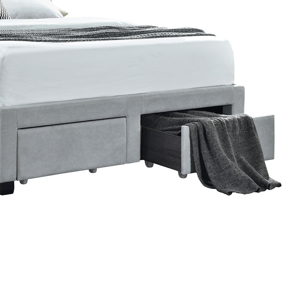 Newport Light Grey Upholstered 4-Drawer Tufted Storage Eastern King Bed