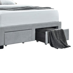 Newport Light Grey Upholstered 4-Drawer Tufted Storage Eastern King Bed