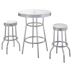 Midge White 3-piece Round 1950s Bistro Pub Bar Table Set