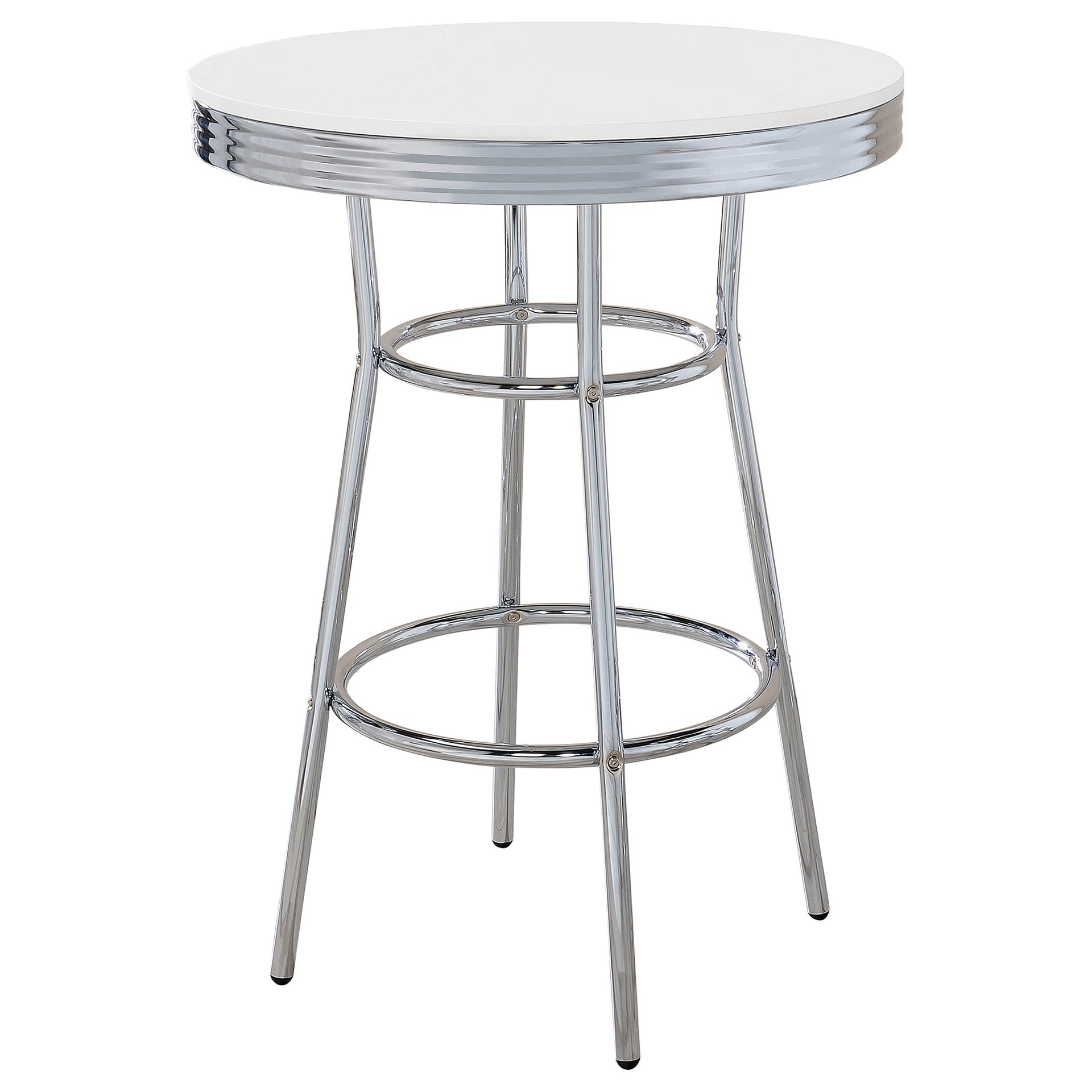 Midge White 3-piece Round 1950s Bistro Pub Bar Table Set