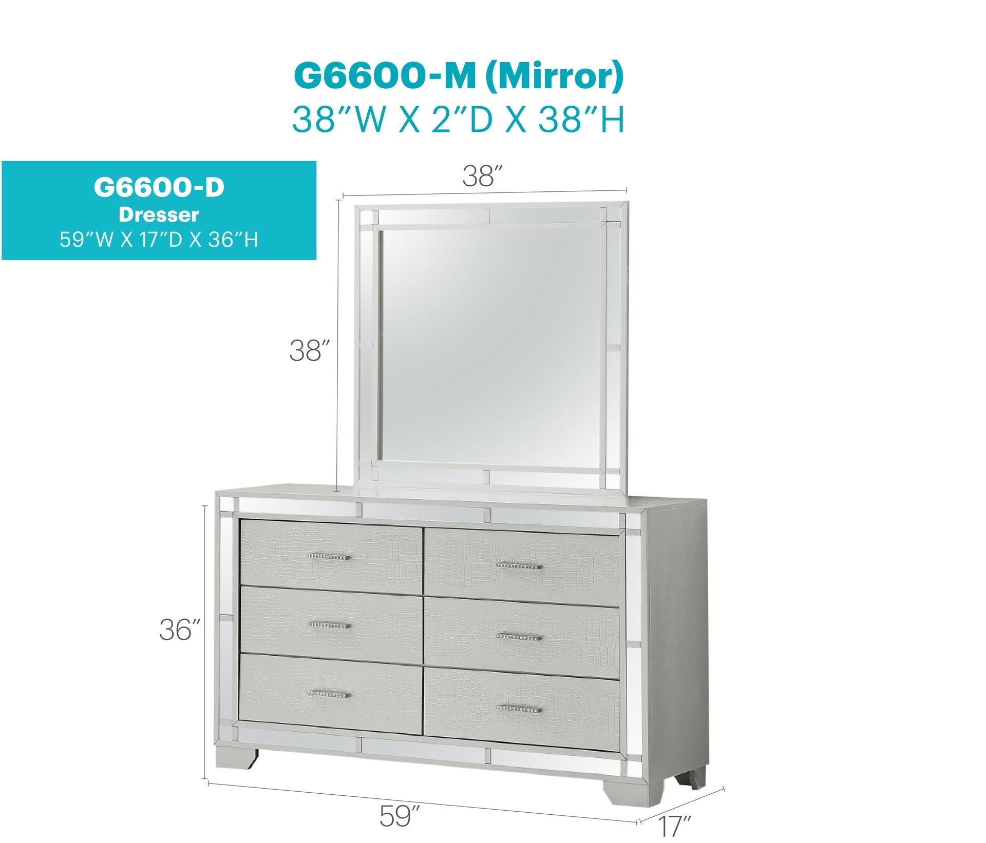Madison G6600-D  Dresser, Silver Champagne