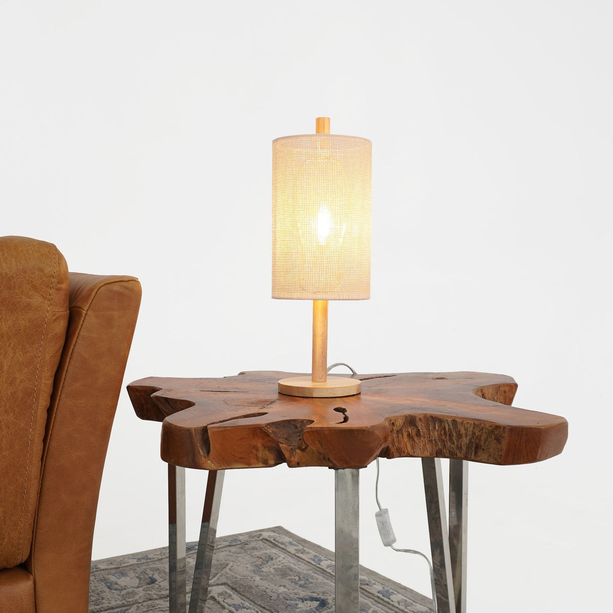 Modern Classic Desk Lamp Villa Living Room Bedroom Study Decorative Original Design European Wood Table Light, Arcana Table Lamp - Oak - Natural  110-120V Paper Rattan Weave Material