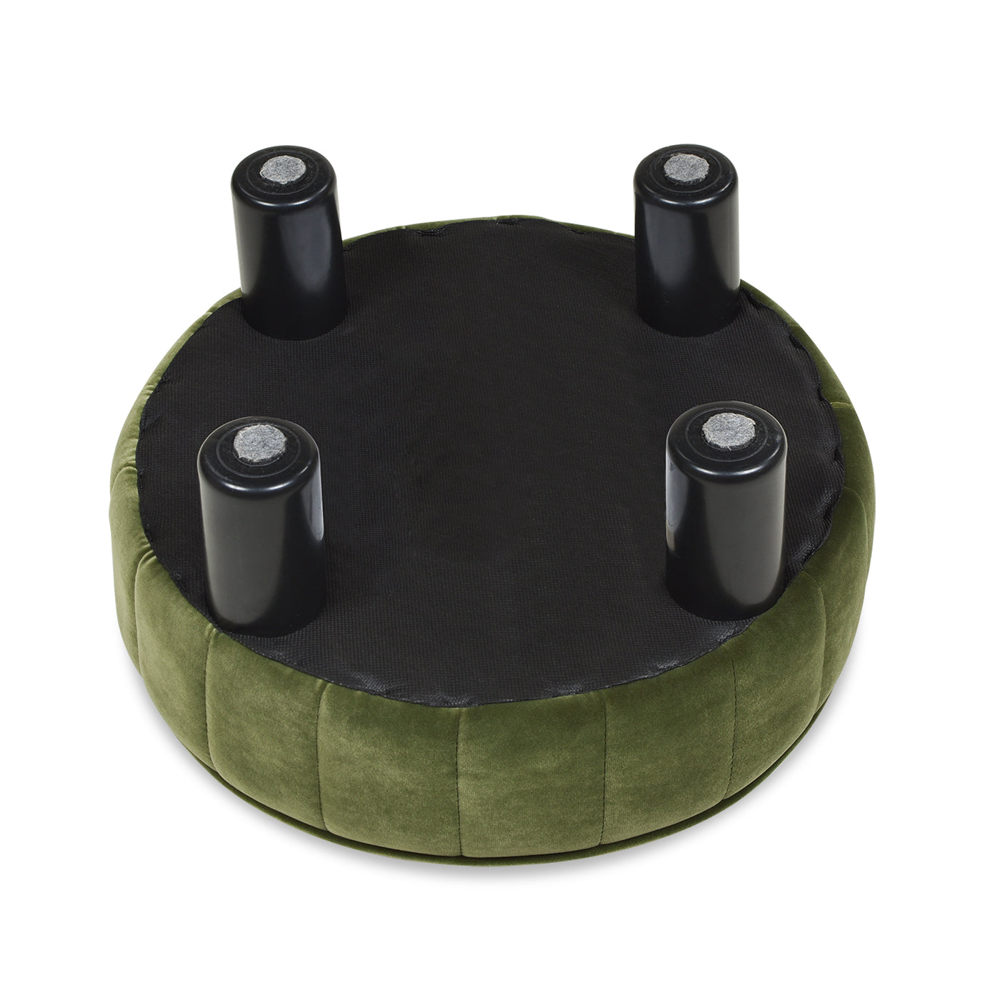 Riley 16" Round Footstool Ottoman, Olive Green Performance Velvet