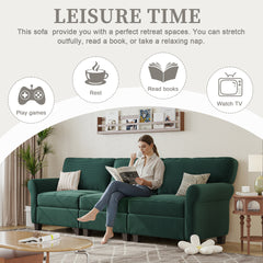 94" 3-Seater Corduroy Sofa Couch with Deep Seats,Thickened High-Rebound Sponge & Armrests, Removable Cushions, Sturdy Composite Board+Solid Wood Frame for Living Room, Bedroom, Apartment and Office.