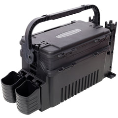 Dual-layer Fishing Tackle Box,Tackle Box Organizer Fishing Box Large,With 2pcs Rod Holder,2pcs Cup Holder,1pc Carring Strap,Black