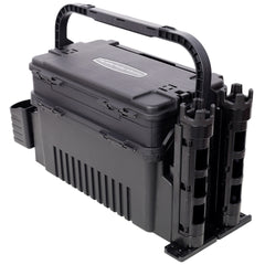 Dual-layer Fishing Tackle Box,Tackle Box Organizer Fishing Box Large,With 2pcs Rod Holder,2pcs Cup Holder,1pc Carring Strap,Black