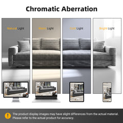102.4 "Plush Corduroy 4-Seat Sofa,Modern Comfy Upholstered Sofa Cloud Couch,Deep Seat Couches with Soft Pillows and 3 Ottomans,Convertible Sofa Lounge Chair,Grey