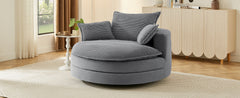 360° Swivel Sofa Chair Accent Barrel Chair 57.5"  Swivel Round Chair with Dual-layer Cushion Design and 3 Removable Pillows for Living Room, Bedroom, Office and Hotel, Grey