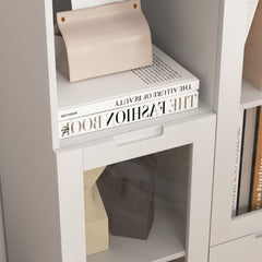 MDF painted Cabinet with Glass Doors and drawer, open storage space, White ,Bedroom, Living room