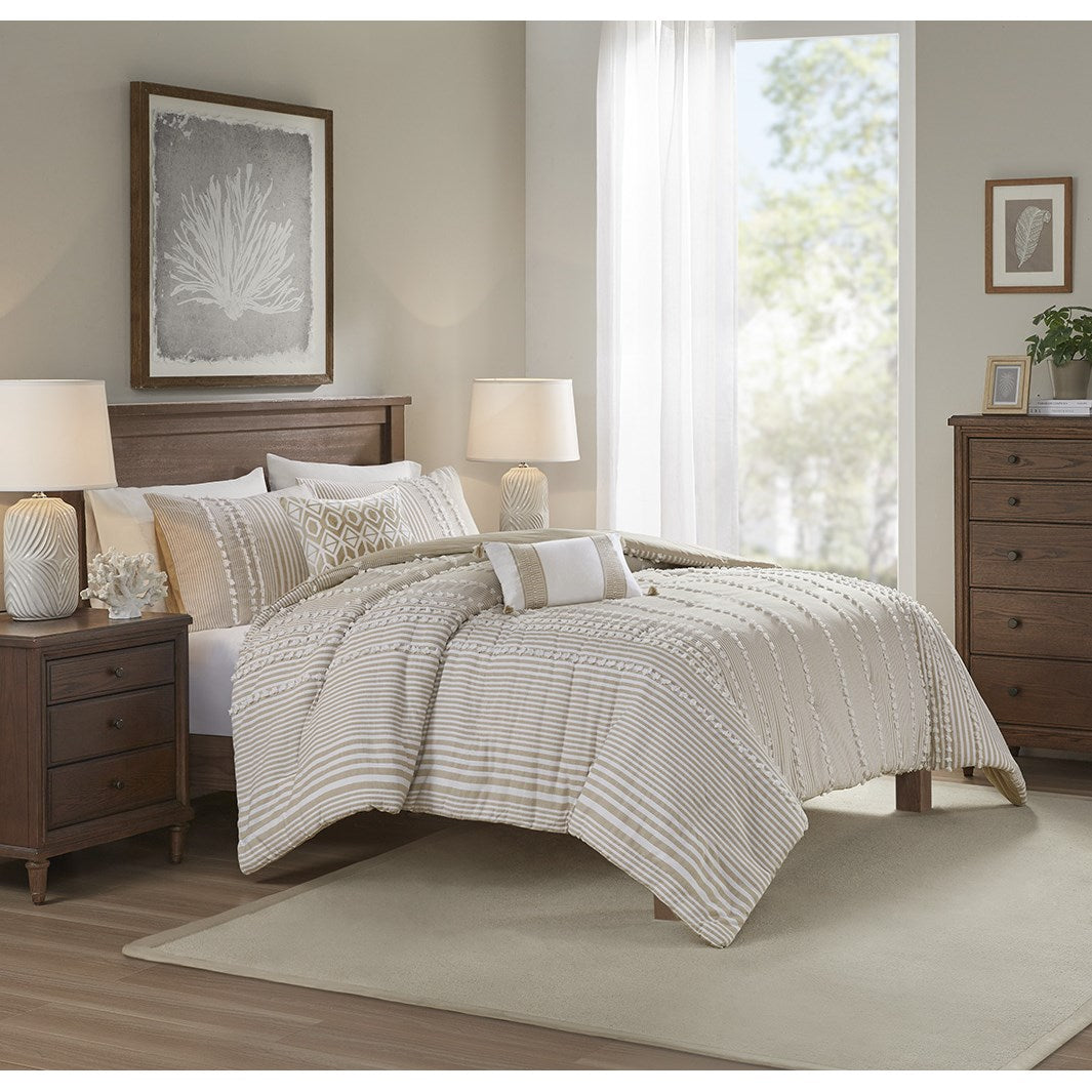 Full/Queen 3 Piece Cotton Yarn Dyed Duvet Cover Set