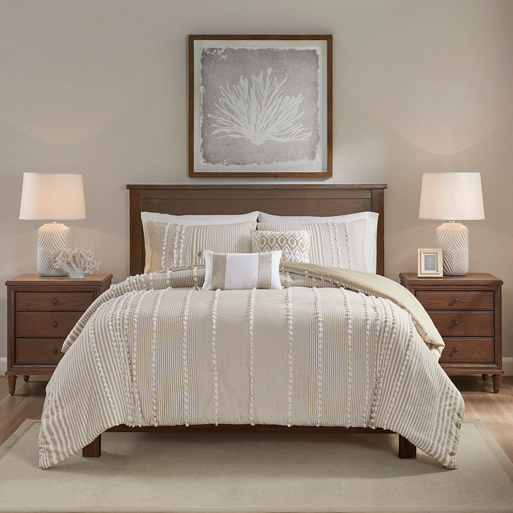 Full/Queen 3 Piece Cotton Yarn Dyed Duvet Cover Set