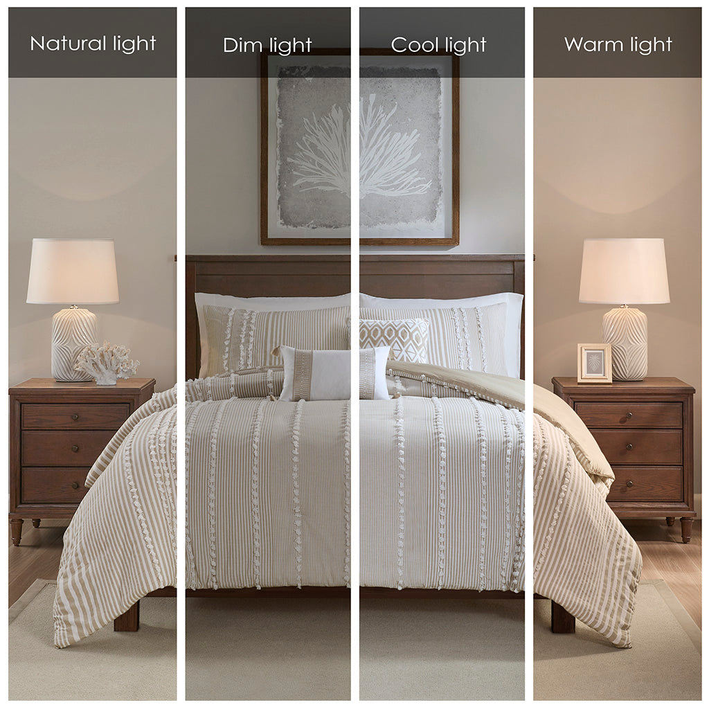 Full/Queen 3 Piece Cotton Yarn Dyed Duvet Cover Set