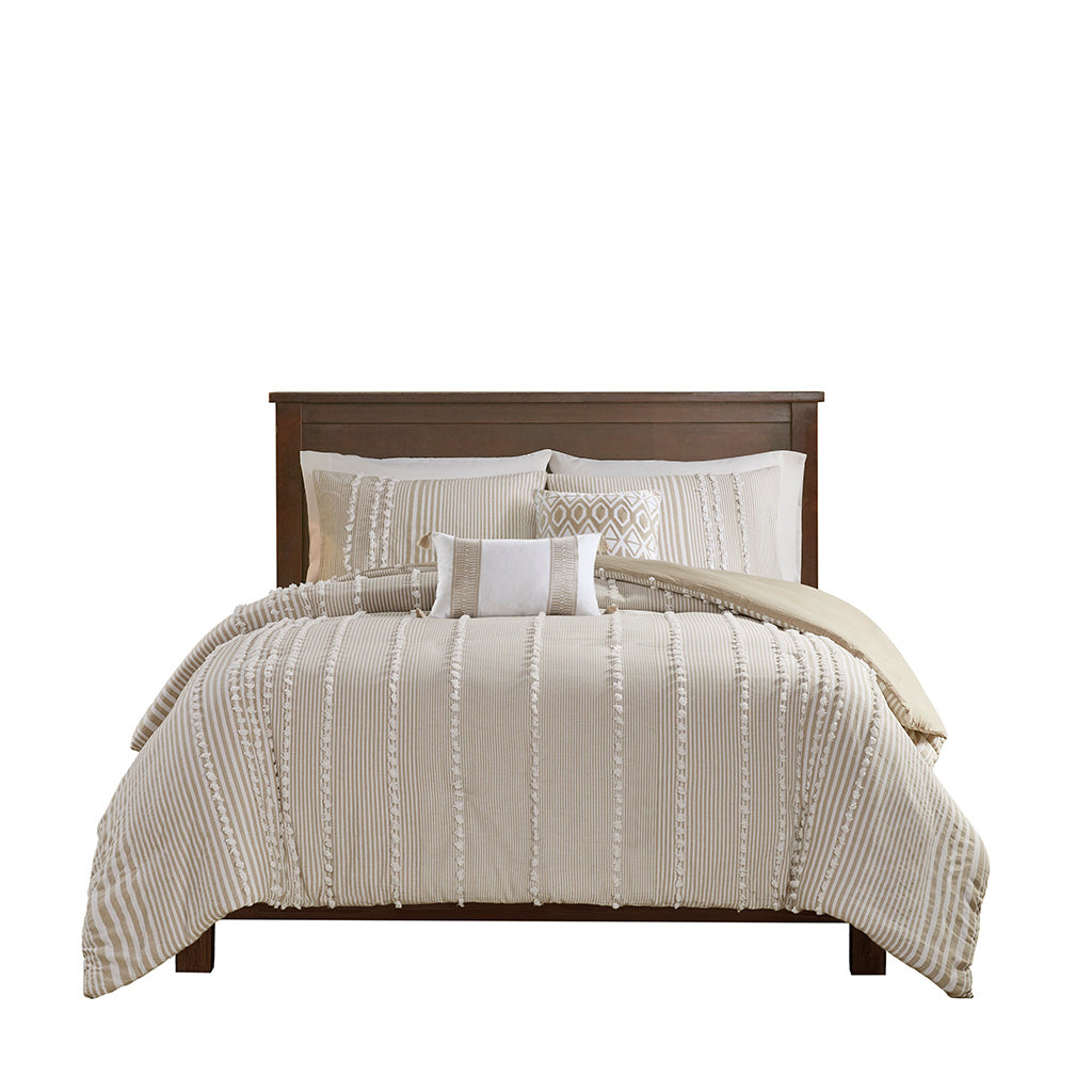 Full/Queen 3 Piece Cotton Yarn Dyed Duvet Cover Set