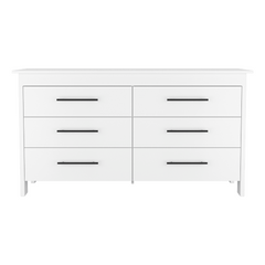 Hms 6 Drawer Double Dresser, Four Legs, Superior Top -White