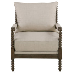 Beige and Natural Removable Back Accent Chair