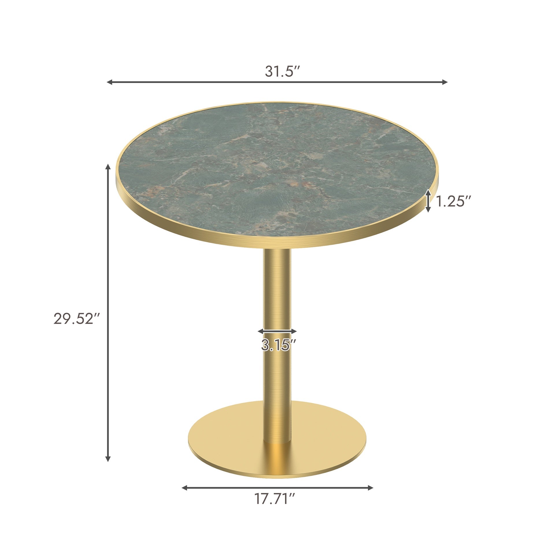 Round Modern Dinning Table 31.5 inches Bistro Table Tulip Table with Faux Marble top,Easy Assemble,Sturdy Metal Frame Diameter