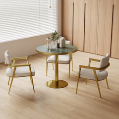 Round Modern Dinning Table 31.5 inches Bistro Table Tulip Table with Faux Marble top,Easy Assemble,Sturdy Metal Frame Diameter