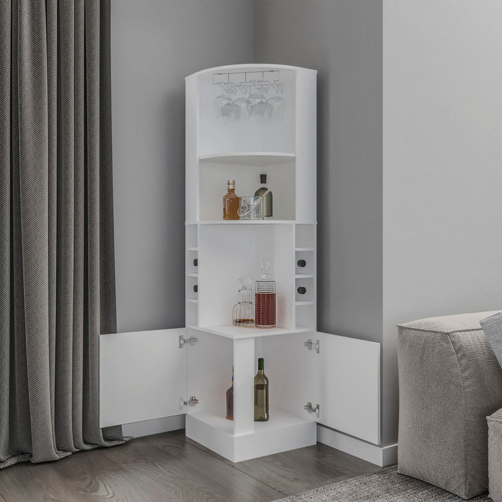 Corner Bar Cabinet Cleveland Eco, Living Room, White