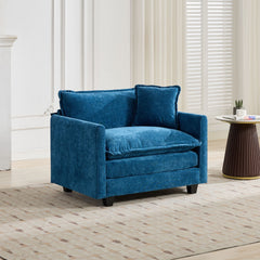 Cloud Sofa Single Seat (Ottoman is not included), Modern Sectional Couch, for Living Room Bedroom and Apartment, Comfy Double Layer Upholstered Seat Cushion, Breathable Chenille Fabric, Blue