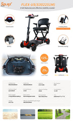 SOLAX Remote Control Foldable Electric Mobility Scooter with Suspension for Senior, Lightweight 4 Wheels Electric Powered Scooter for Travel Shopping