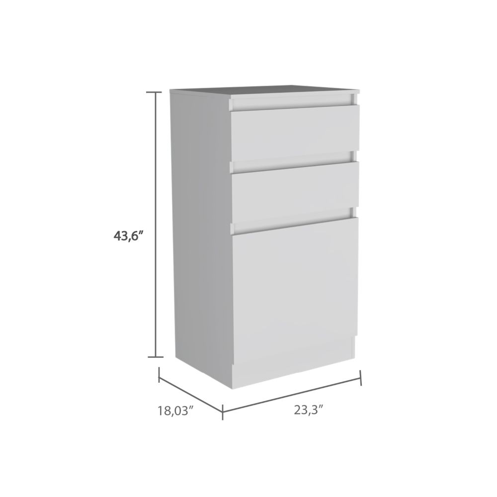 Kamelot Dresser With Jewelry Box, Single Door Cabinet, Mirror, Two Drawers -White