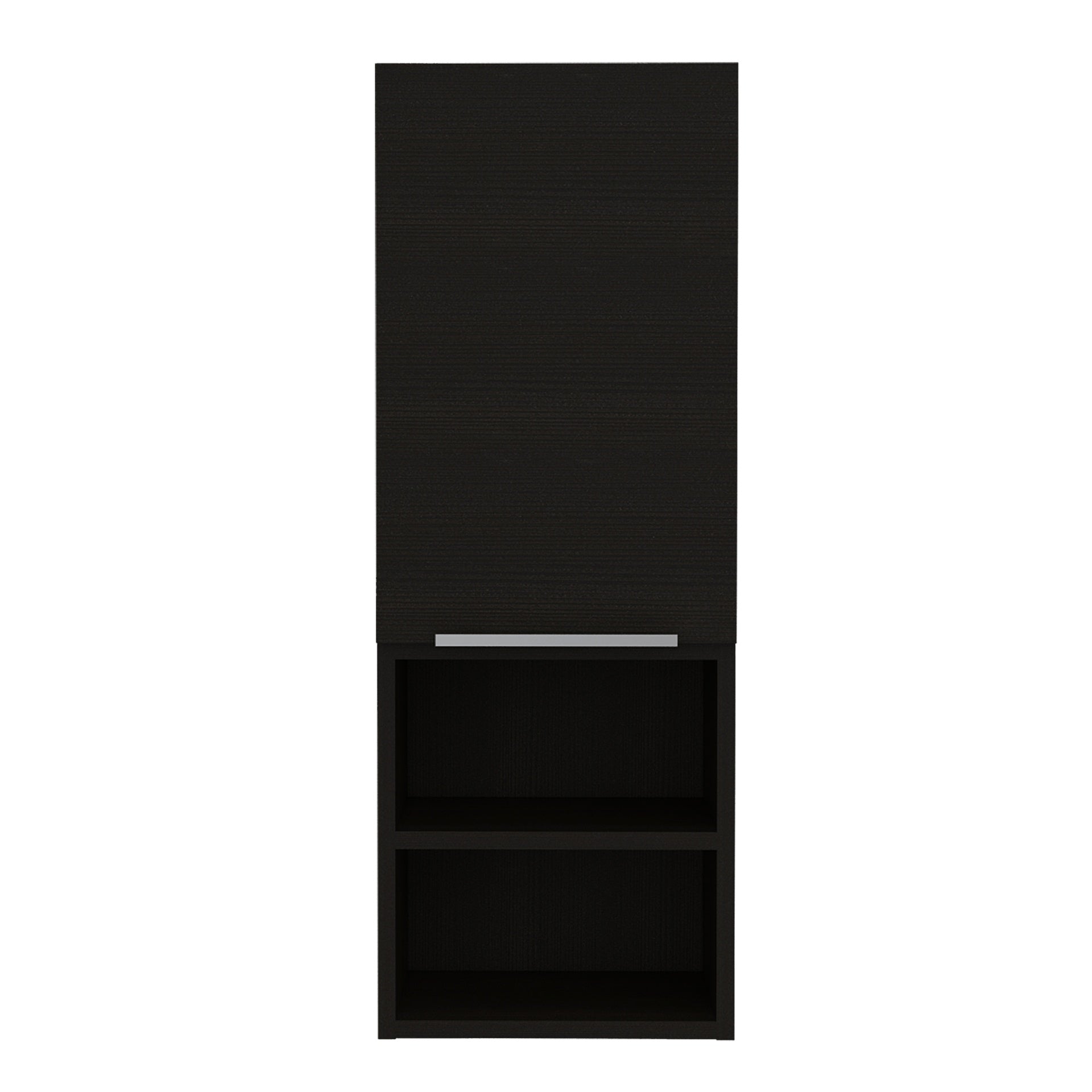Mila Bathroom Cabinet, Two Interior  Shelves, Two External Shelves, Single Door Cabinet -Black