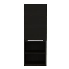 Mila Bathroom Cabinet, Two Interior  Shelves, Two External Shelves, Single Door Cabinet -Black