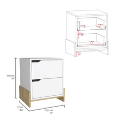 Luss Nightstand, Bedside Table with 2-Drawers