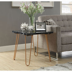 Modern Elegance Black Marble End Table 1pc Luxury Living Room Furniture Gold Finish Legs Side Table