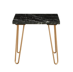 Modern Elegance Black Marble End Table 1pc Luxury Living Room Furniture Gold Finish Legs Side Table