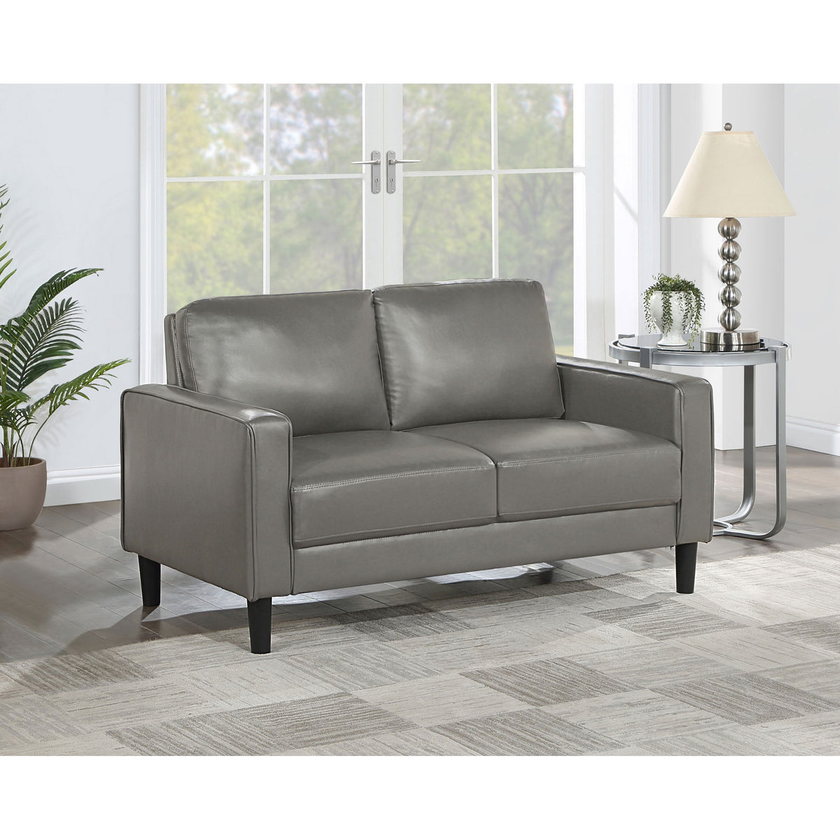 Farallone Grey Upholstered Track Arm Loveseat
