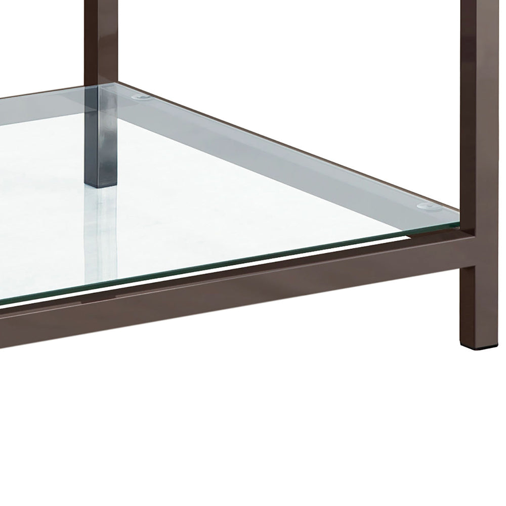 Weston Black Nickel 1-Shelf Glass Top Side End Table