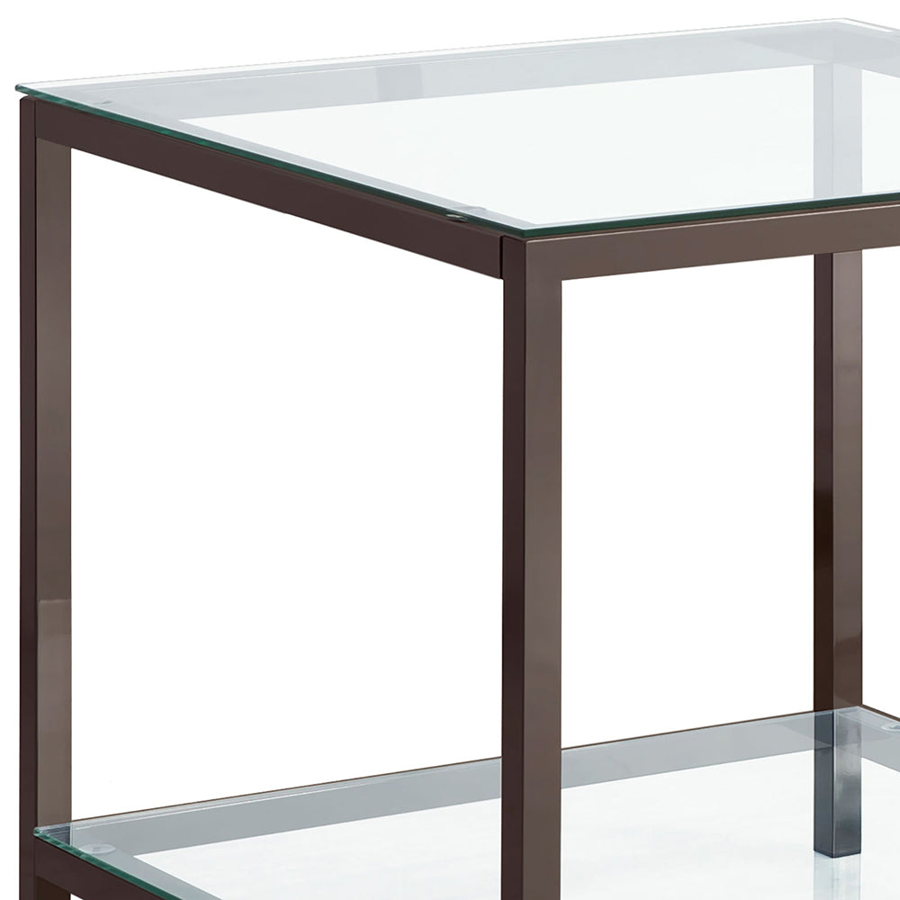 Weston Black Nickel 1-Shelf Glass Top Side End Table