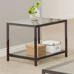 Weston Black Nickel 1-Shelf Glass Top Side End Table