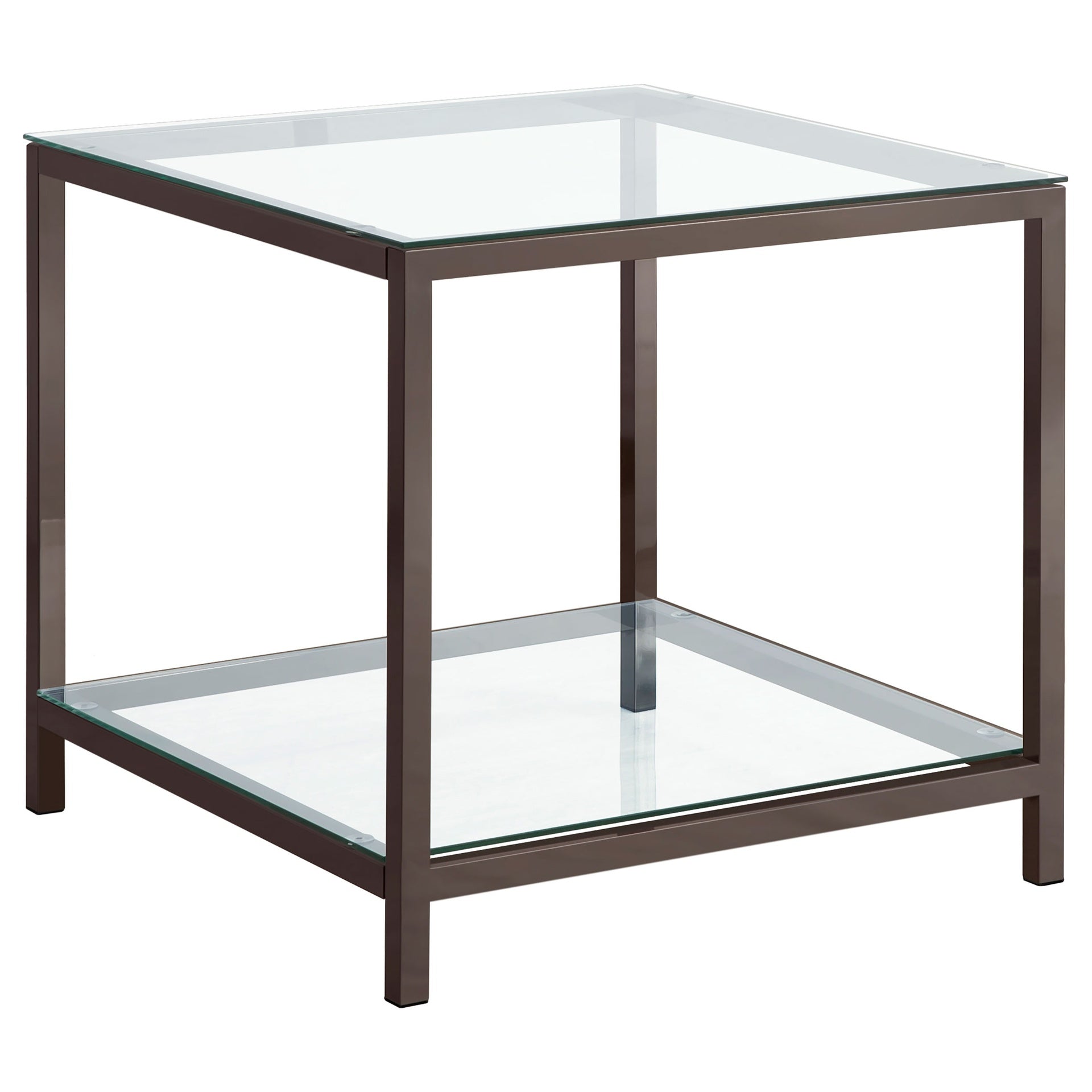 Weston Black Nickel 1-Shelf Glass Top Side End Table