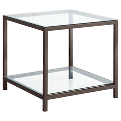 Weston Black Nickel 1-Shelf Glass Top Side End Table