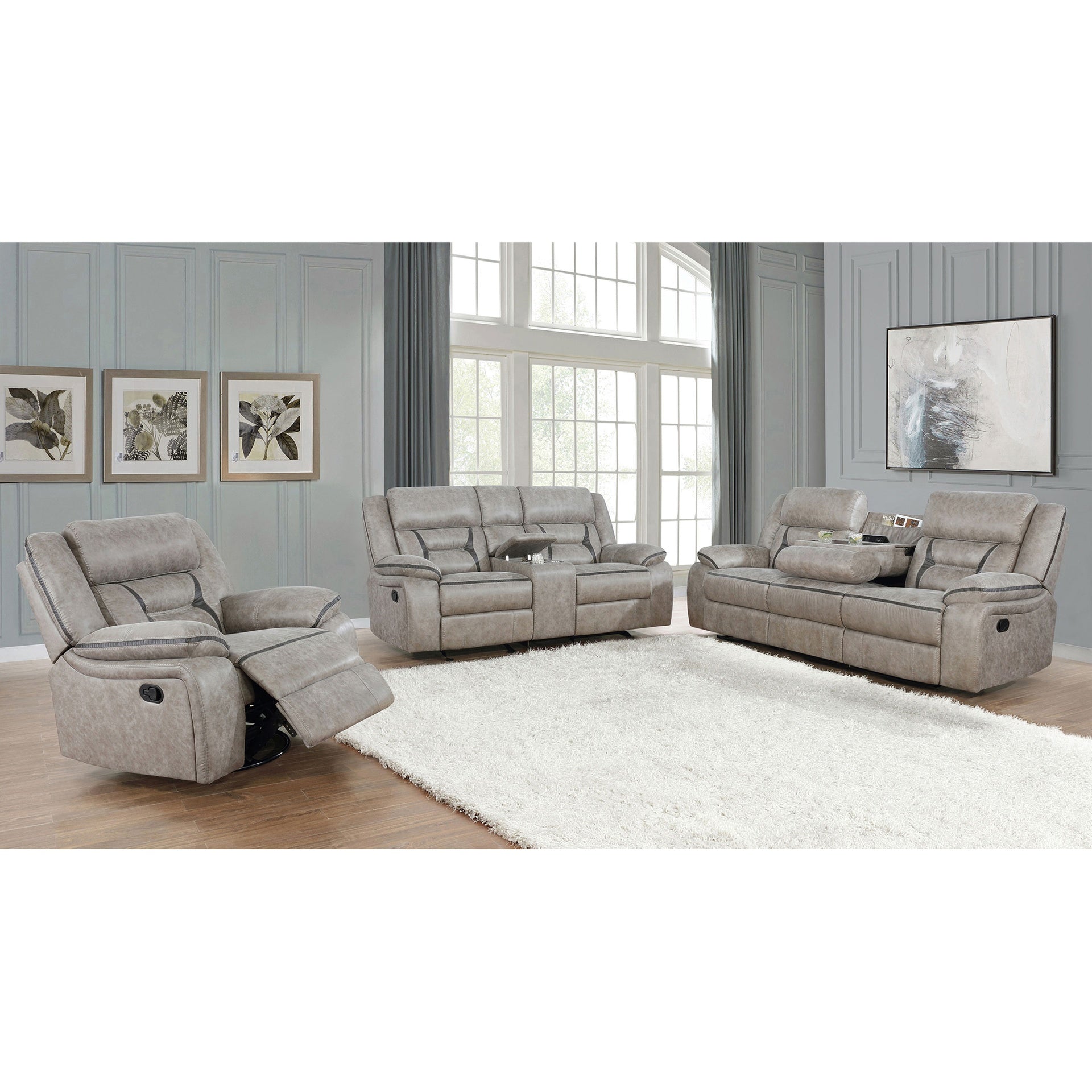 Brazelton Taupe 3-piece Pillow Top Arms Living Room Set