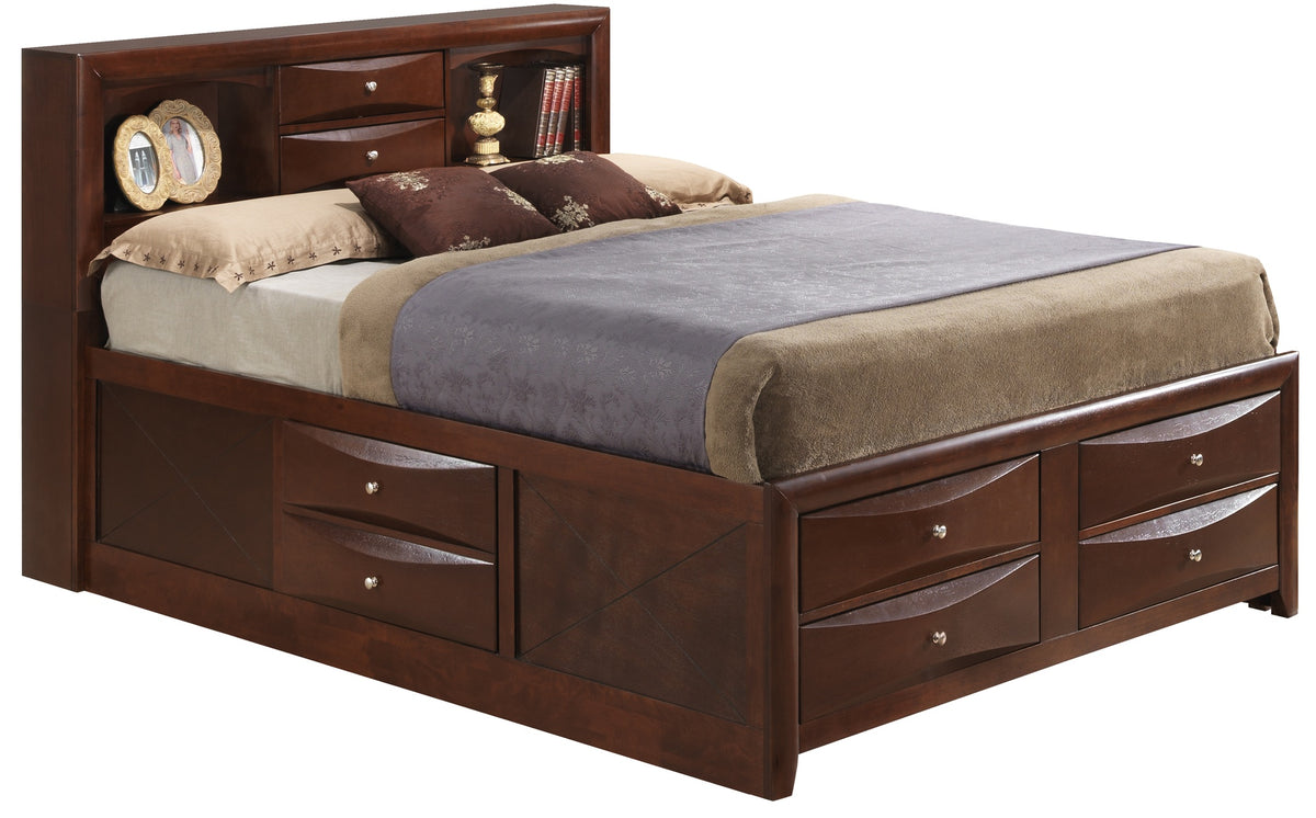 Stylish Queen Storage Bed In Cherry Finish