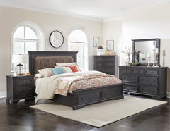 Traditional Design 5-Drawers Storage Chest 1pc Charcoal Finish Rustic Style Bedroom Furniture