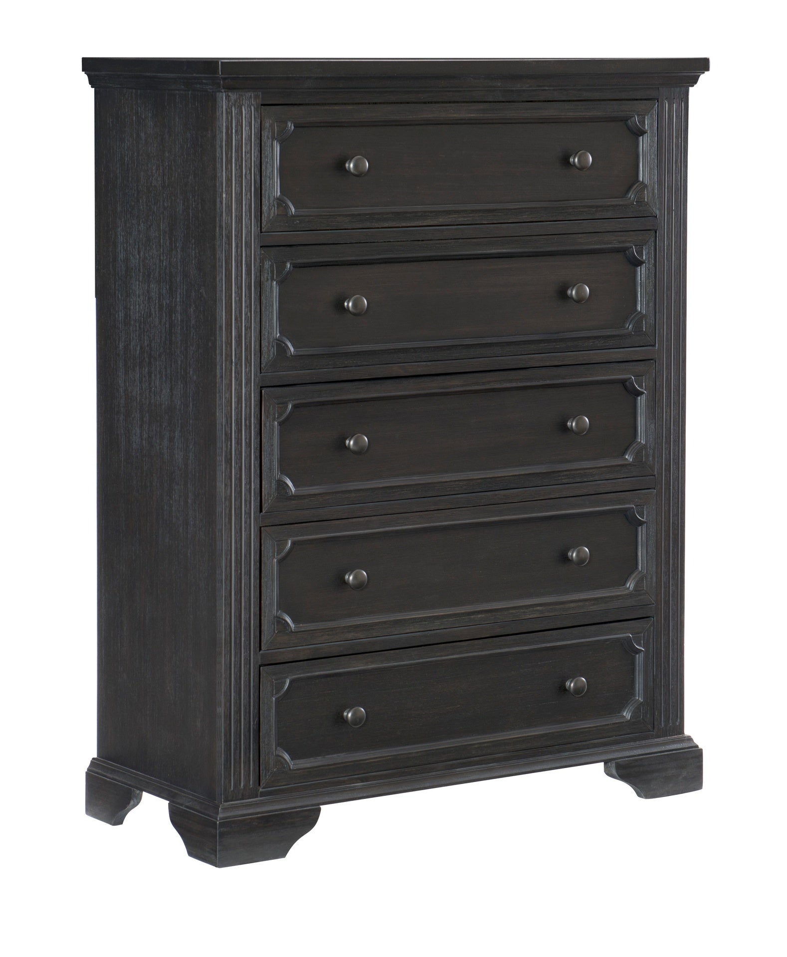 Traditional Design 5-Drawers Storage Chest 1pc Charcoal Finish Rustic Style Bedroom Furniture