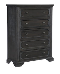 Traditional Design 5-Drawers Storage Chest 1pc Charcoal Finish Rustic Style Bedroom Furniture