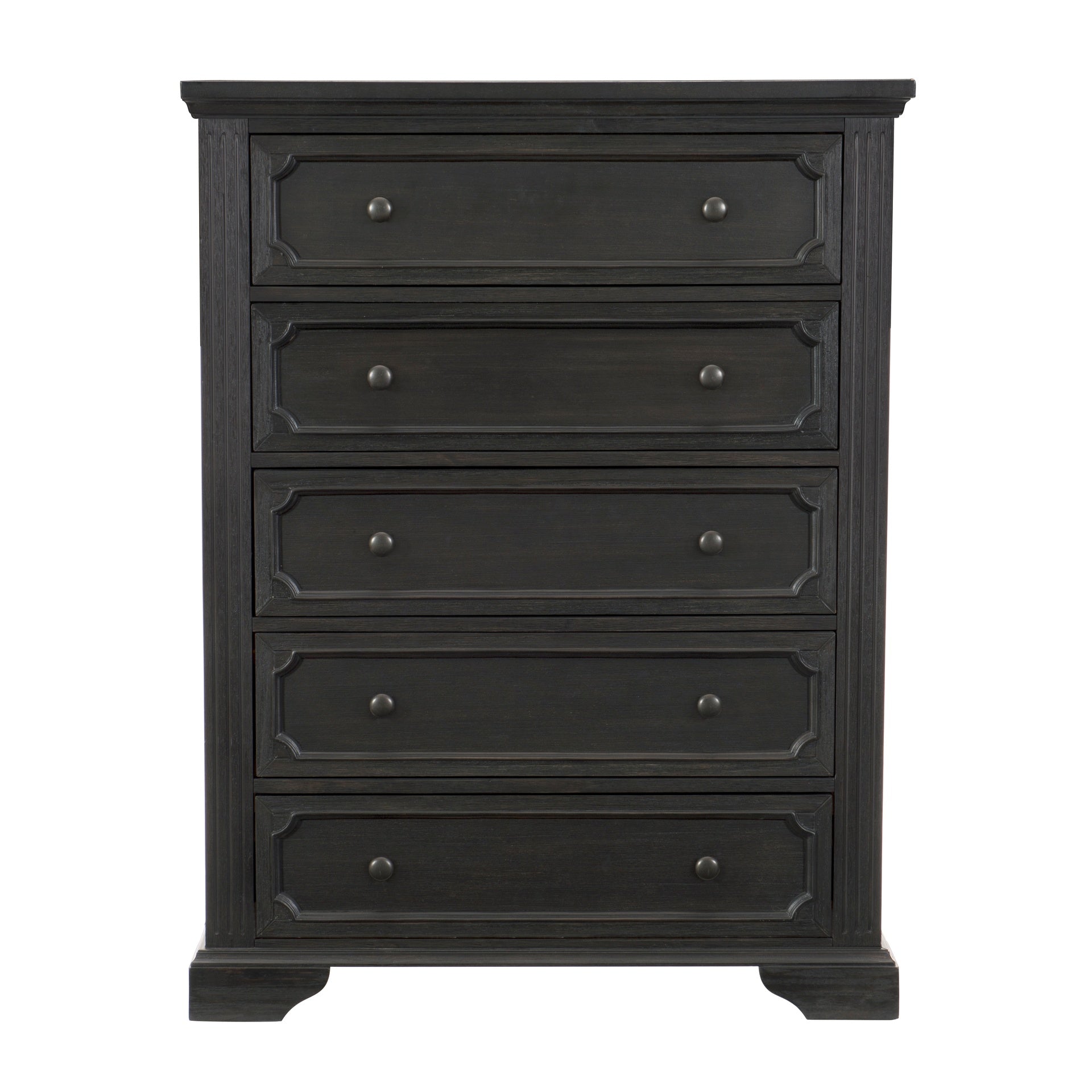 Traditional Design 5-Drawers Storage Chest 1pc Charcoal Finish Rustic Style Bedroom Furniture